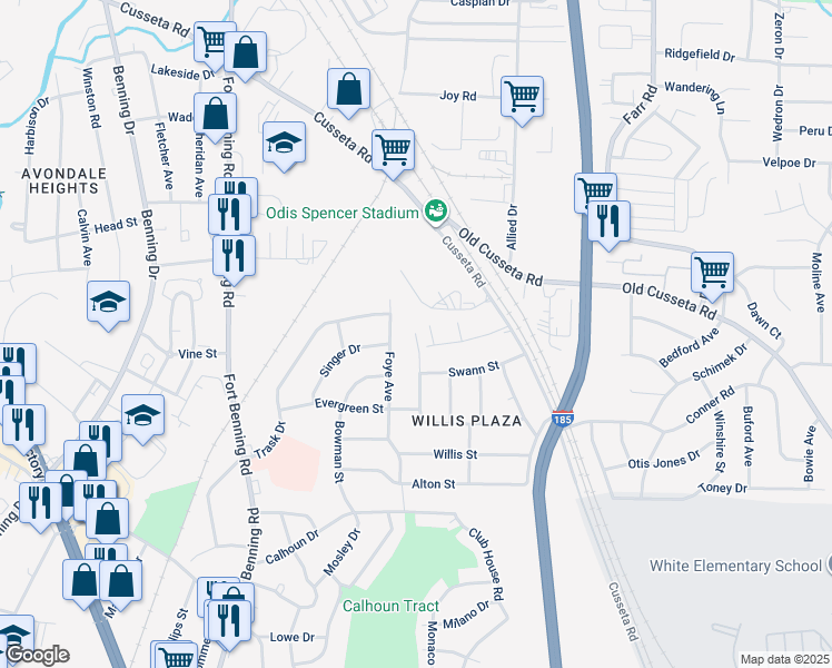 map of restaurants, bars, coffee shops, grocery stores, and more near 1429 Brewer Avenue in Columbus