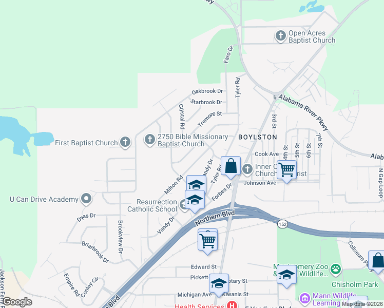 map of restaurants, bars, coffee shops, grocery stores, and more near 2937-2943 Alta Road in Montgomery
