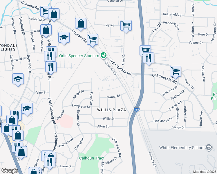 map of restaurants, bars, coffee shops, grocery stores, and more near 1 Caprice Court in Columbus