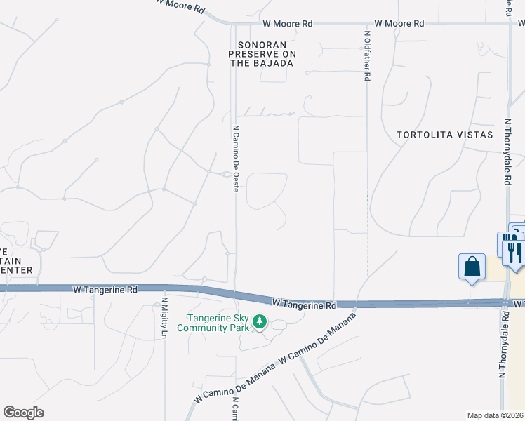map of restaurants, bars, coffee shops, grocery stores, and more near 12531 North Cam De Oeste in Oro Valley