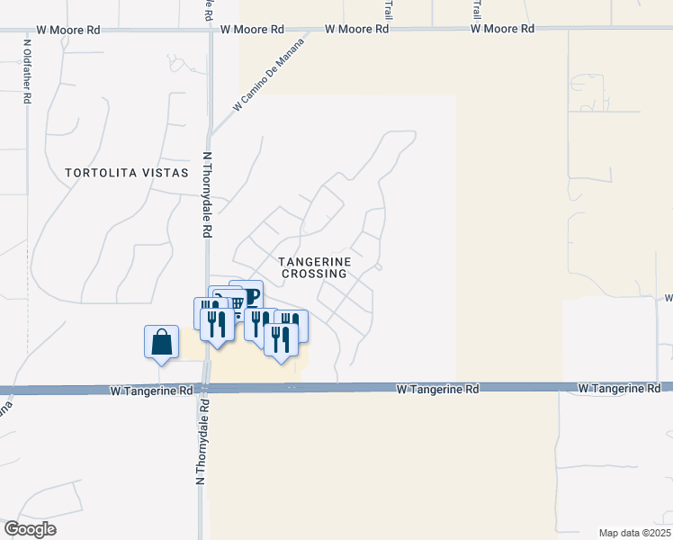 map of restaurants, bars, coffee shops, grocery stores, and more near 3465 West Wing Tip Drive in Marana