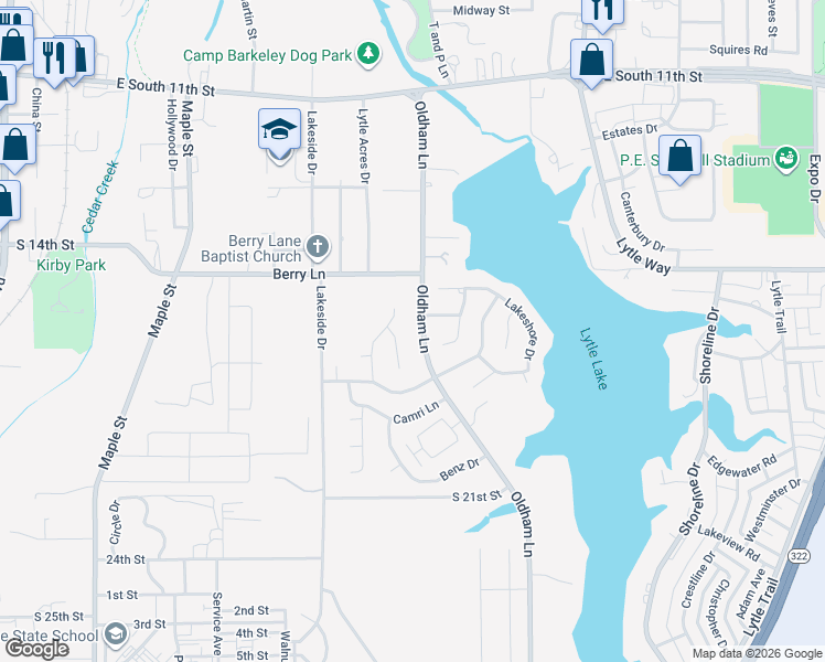 map of restaurants, bars, coffee shops, grocery stores, and more near 1702 Oldham Lane in Abilene