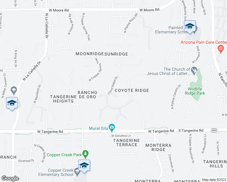 map of restaurants, bars, coffee shops, grocery stores, and more near 764 W Rim View Pl in Oro Valley