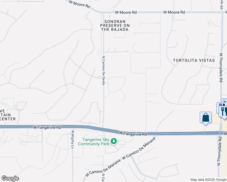 map of restaurants, bars, coffee shops, grocery stores, and more near 4404 West Tortolita View Circle in Marana