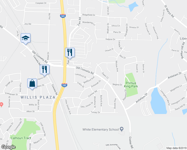 map of restaurants, bars, coffee shops, grocery stores, and more near 1212 Bedford Avenue in Columbus