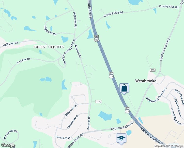 map of restaurants, bars, coffee shops, grocery stores, and more near 418 Brannen Drive in Statesboro