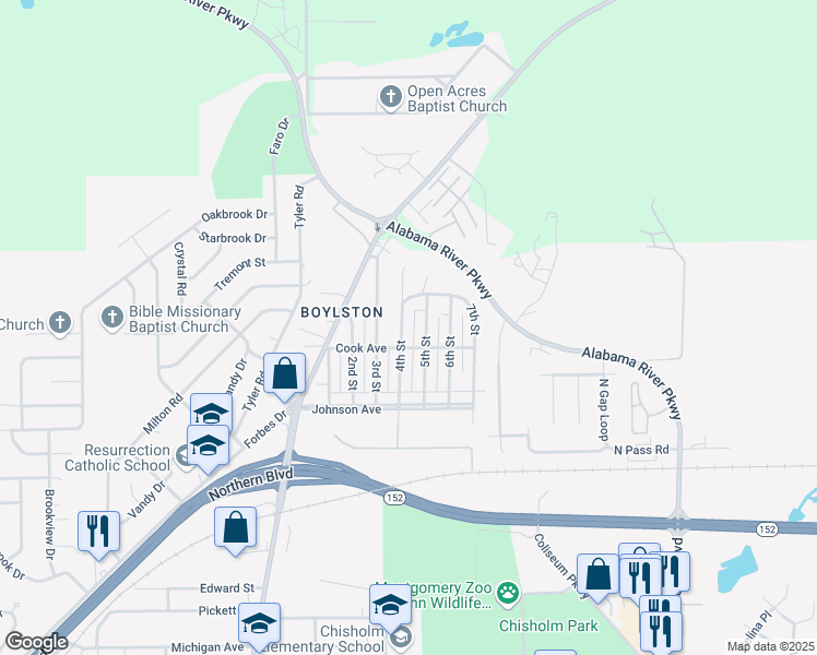 map of restaurants, bars, coffee shops, grocery stores, and more near 422 4th Street in Montgomery