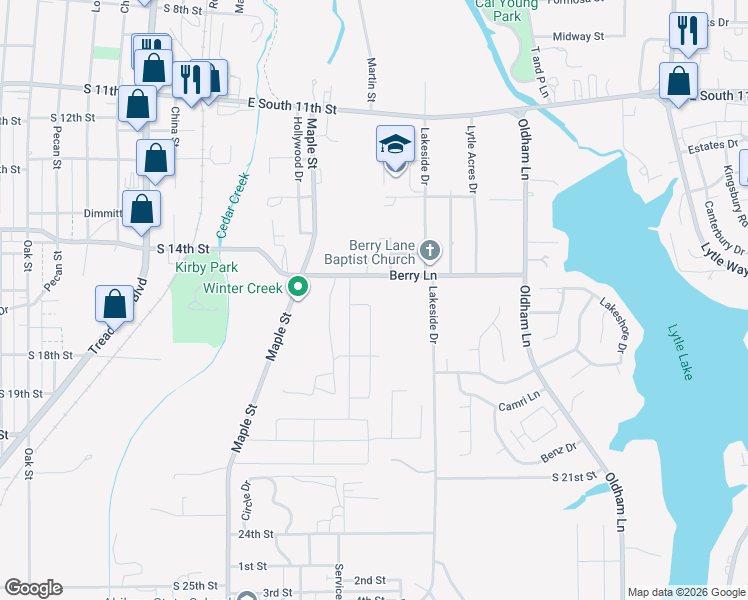 map of restaurants, bars, coffee shops, grocery stores, and more near 1550 Longbotham Street in Abilene