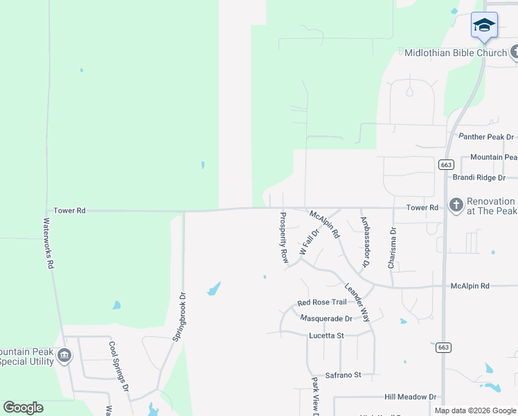 map of restaurants, bars, coffee shops, grocery stores, and more near 1351 Tower Rd in Midlothian