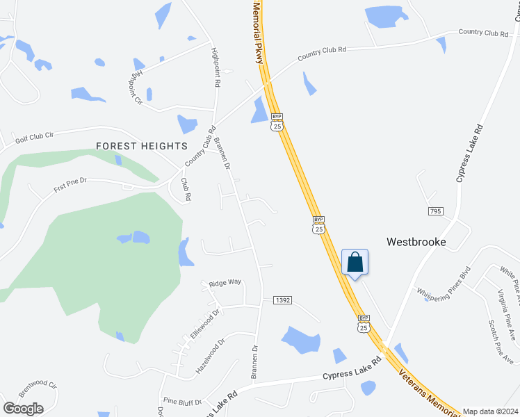 map of restaurants, bars, coffee shops, grocery stores, and more near 232 Westbrooke Drive in Statesboro