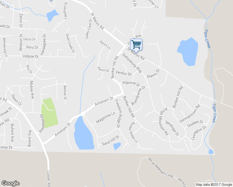 map of restaurants, bars, coffee shops, grocery stores, and more near 1317 Antietam Drive in Columbus