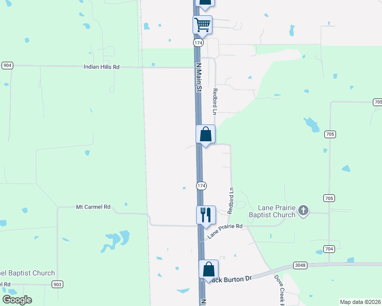 map of restaurants, bars, coffee shops, grocery stores, and more near 3688-3720 North Main Street in Joshua