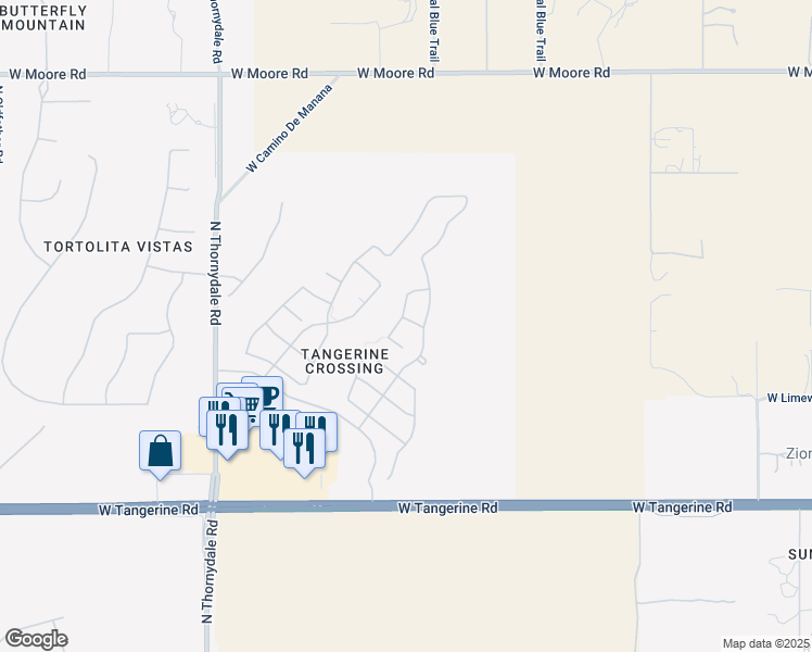 map of restaurants, bars, coffee shops, grocery stores, and more near 3403 West Hawk View Drive in Marana