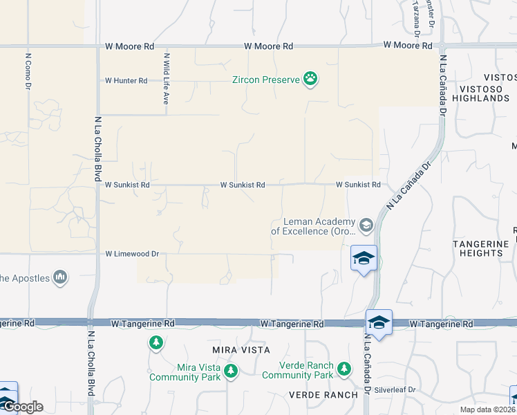map of restaurants, bars, coffee shops, grocery stores, and more near 1691 West Sunkist Road in Tucson