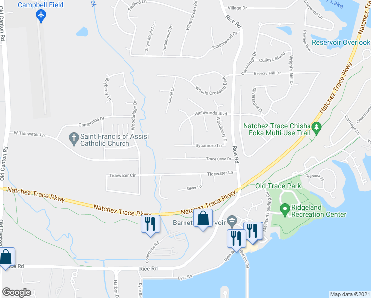 map of restaurants, bars, coffee shops, grocery stores, and more near 245 Sycamore Lane in Madison