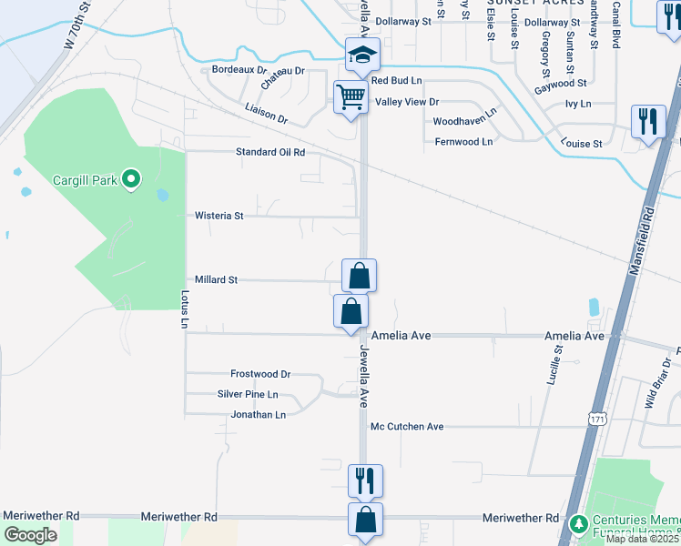 map of restaurants, bars, coffee shops, grocery stores, and more near 7840 Jewella Ave in Shreveport
