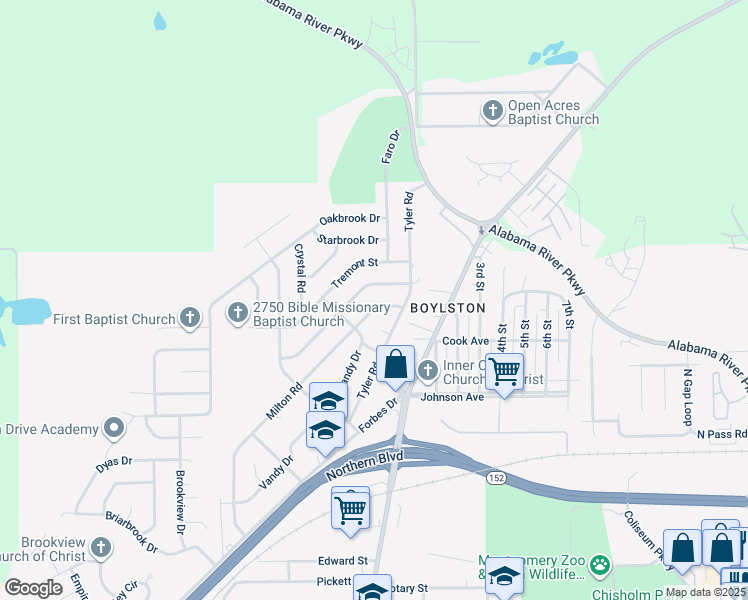map of restaurants, bars, coffee shops, grocery stores, and more near 3041 Milton Rd in Montgomery