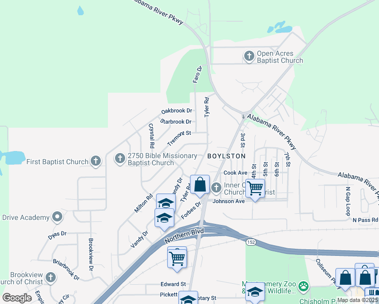 map of restaurants, bars, coffee shops, grocery stores, and more near 3041 Milton Rd in Montgomery