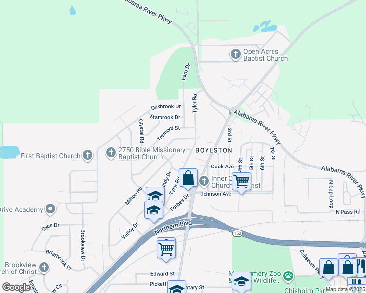 map of restaurants, bars, coffee shops, grocery stores, and more near 3041 Milton Rd in Montgomery
