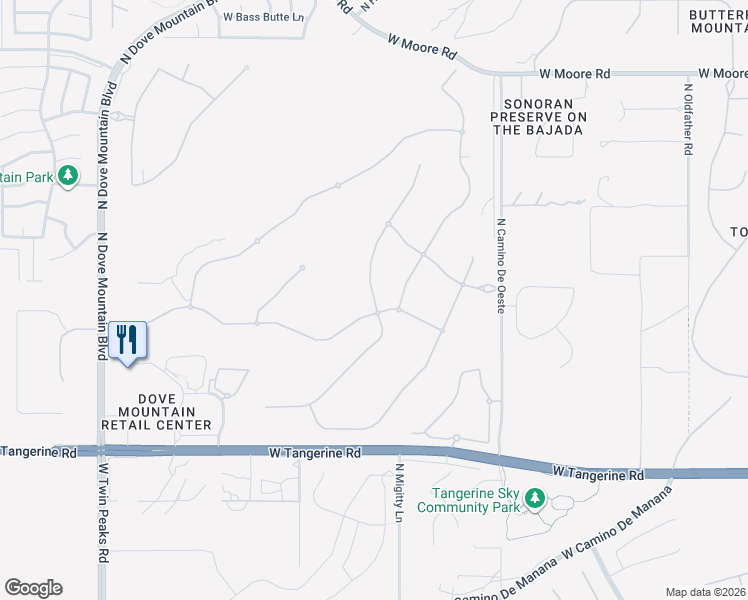 map of restaurants, bars, coffee shops, grocery stores, and more near 12198 N Golden Mirror Dr in Marana