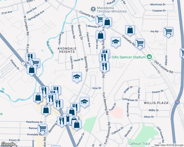 map of restaurants, bars, coffee shops, grocery stores, and more near 1207 Gazebo Way in Columbus