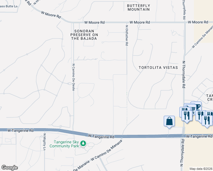 map of restaurants, bars, coffee shops, grocery stores, and more near 12301 North Klos Drive in Tucson