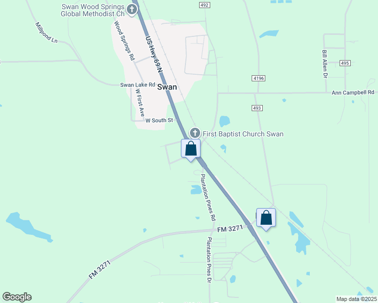 map of restaurants, bars, coffee shops, grocery stores, and more near County Road 4132 in Lindale