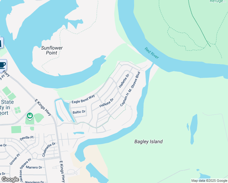 map of restaurants, bars, coffee shops, grocery stores, and more near 145 Grey Eagle Drive in Shreveport