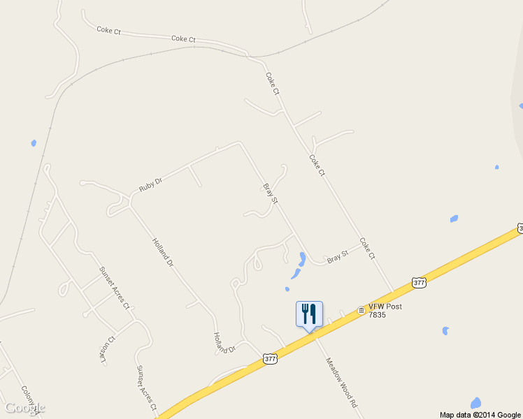 map of restaurants, bars, coffee shops, grocery stores, and more near 550 Bray Street in Granbury