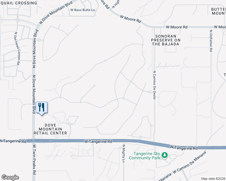 map of restaurants, bars, coffee shops, grocery stores, and more near 12287 North Golden Mirror Drive in Marana