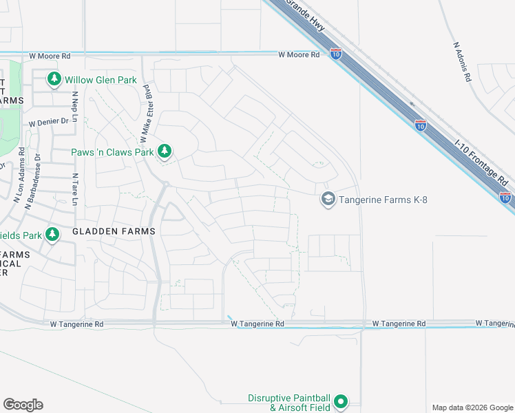 map of restaurants, bars, coffee shops, grocery stores, and more near 10502 West Kerrigan Lane in Marana