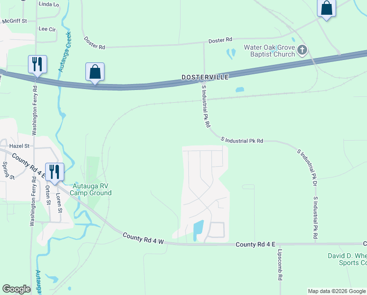 map of restaurants, bars, coffee shops, grocery stores, and more near 1831 Cotton Blossom Way in Prattville
