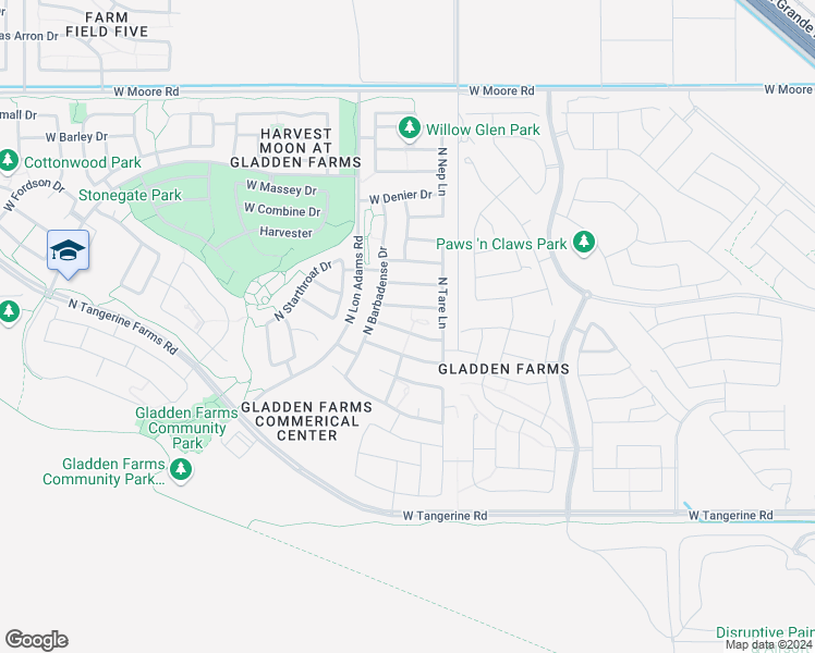 map of restaurants, bars, coffee shops, grocery stores, and more near 11098 West Caracara Drive in Marana