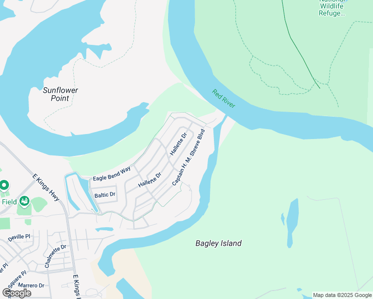 map of restaurants, bars, coffee shops, grocery stores, and more near 195 Colonel Ap Kouns Drive in Shreveport