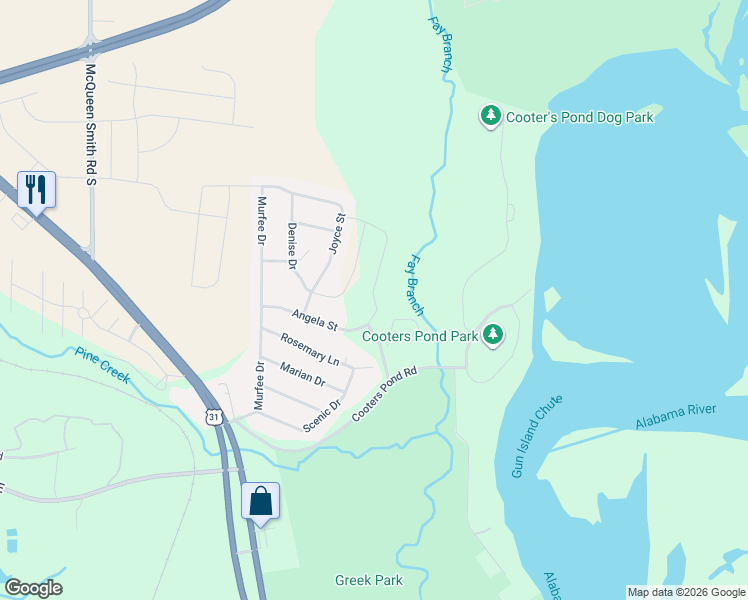 map of restaurants, bars, coffee shops, grocery stores, and more near 1115 Mary Drive in Prattville