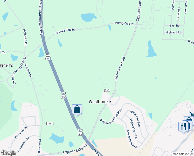 map of restaurants, bars, coffee shops, grocery stores, and more near 112 Harris Road in Statesboro