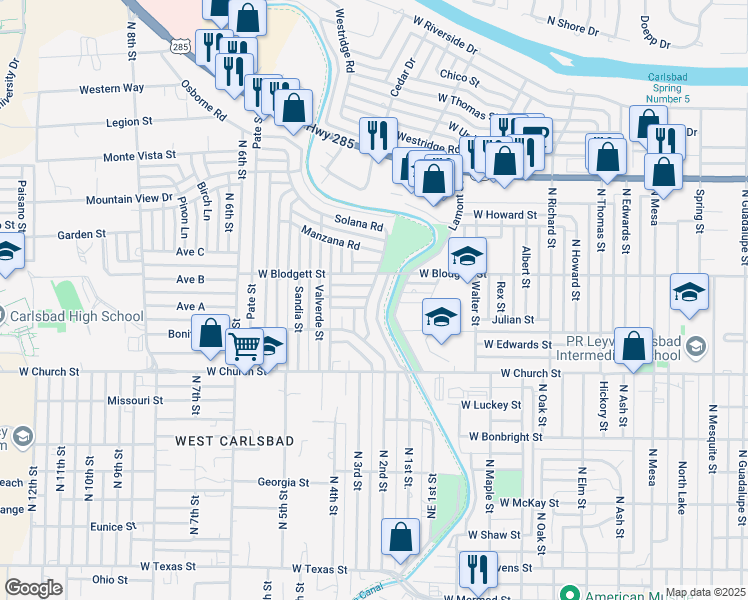 map of restaurants, bars, coffee shops, grocery stores, and more near 918 Solana Road in Carlsbad