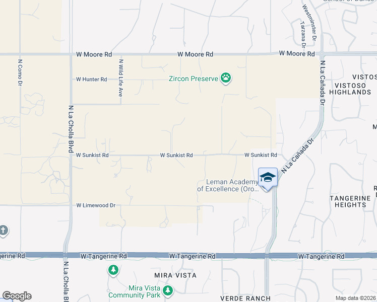 map of restaurants, bars, coffee shops, grocery stores, and more near 1680 West Sunkist Road in Tucson