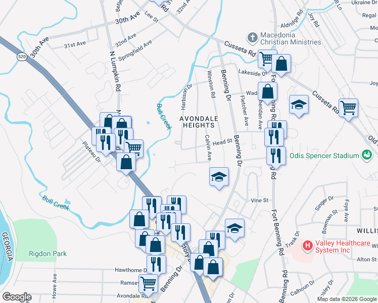 map of restaurants, bars, coffee shops, grocery stores, and more near 3118 Head Street in Columbus