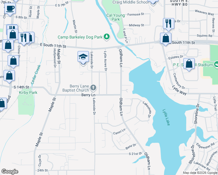map of restaurants, bars, coffee shops, grocery stores, and more near 1533 Lytle Acres Dr in Abilene