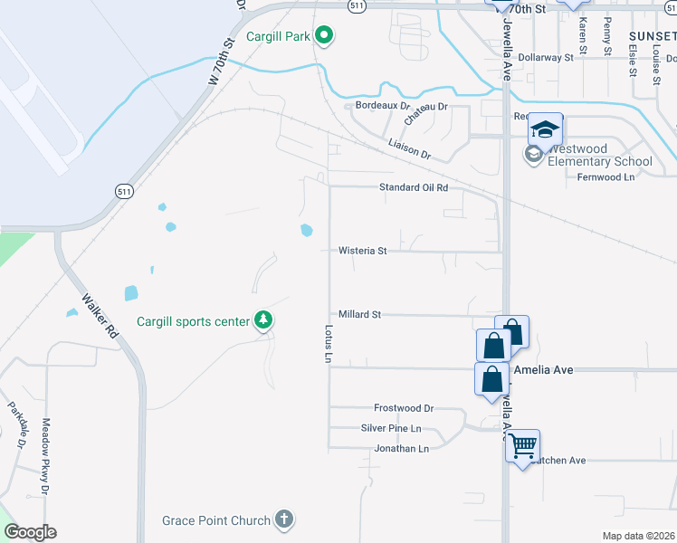map of restaurants, bars, coffee shops, grocery stores, and more near 7809 Lotus Lane in Shreveport