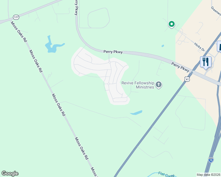 map of restaurants, bars, coffee shops, grocery stores, and more near 404 Preservation Parkway in Perry