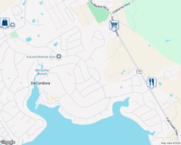 map of restaurants, bars, coffee shops, grocery stores, and more near 3916 Cimmaron Trail in Granbury
