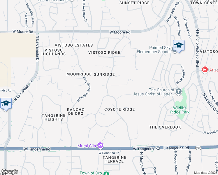 map of restaurants, bars, coffee shops, grocery stores, and more near 703 West Soaring Hawk Place in Oro Valley