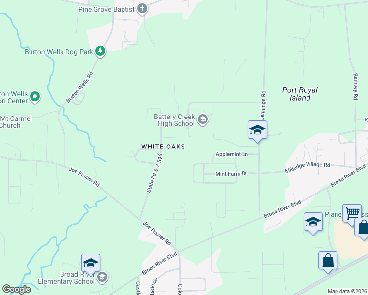 map of restaurants, bars, coffee shops, grocery stores, and more near 19 Thomasina Drive in Beaufort