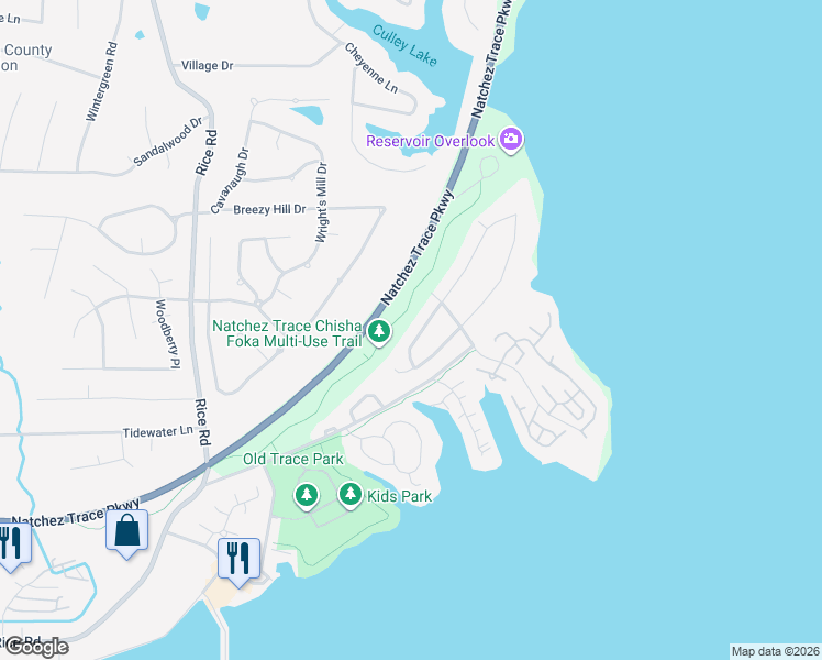 map of restaurants, bars, coffee shops, grocery stores, and more near 104 Coachmans Place in Madison County