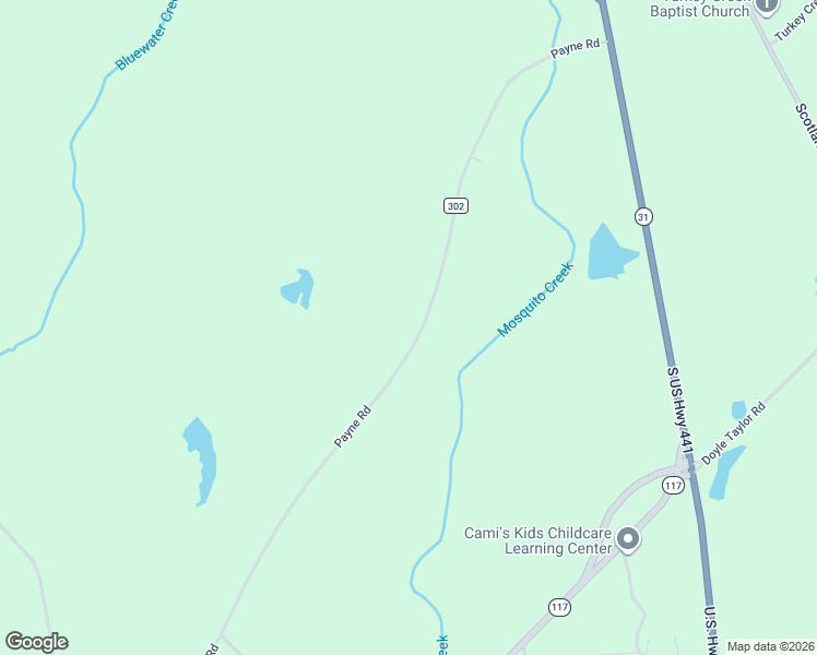 map of restaurants, bars, coffee shops, grocery stores, and more near 1343 Payne Road in Rentz