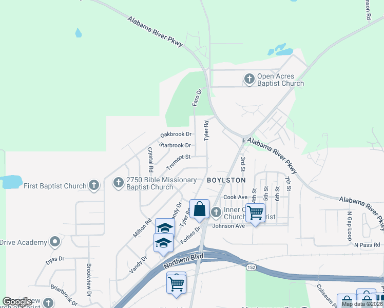 map of restaurants, bars, coffee shops, grocery stores, and more near 3057 Tremont Street in Montgomery