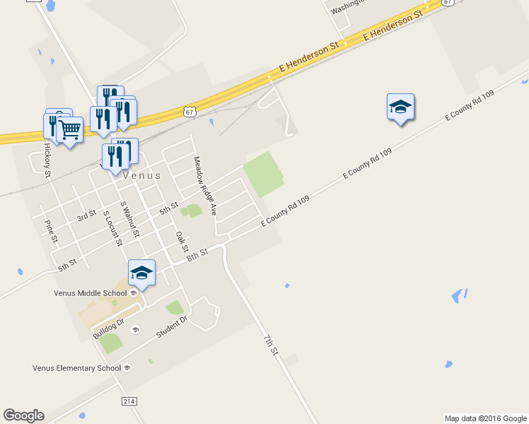 map of restaurants, bars, coffee shops, grocery stores, and more near 700 Wheat Valley Blvd in Venus