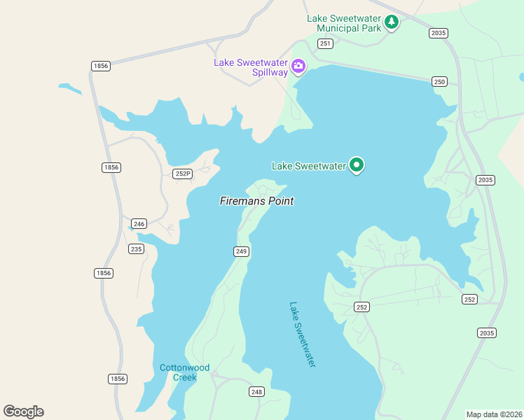 map of restaurants, bars, coffee shops, grocery stores, and more near 352 County Road 249 in Sweetwater